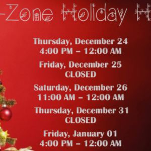 Nu-zone 2020 Holiday Hours